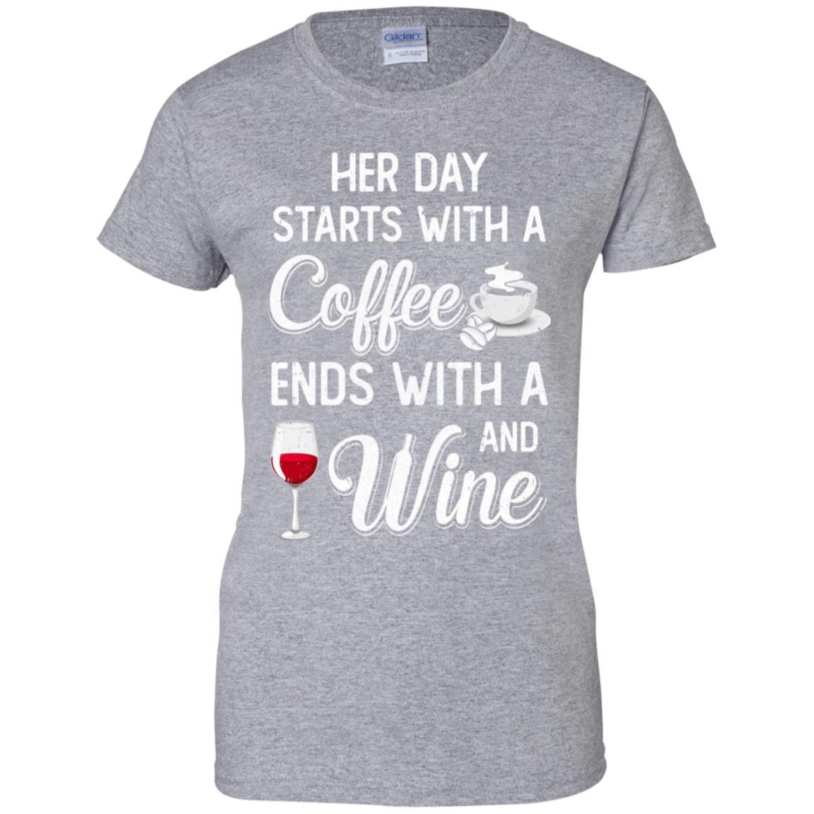 Her Day Starts With Coffee And Ends With Wine-T-Shirt & Tank Top-Women's T-Shirt-Sport Grey