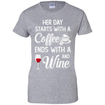 Her Day Starts With Coffee And Ends With Wine-T-Shirt & Tank Top-Women's T-Shirt-Sport Grey