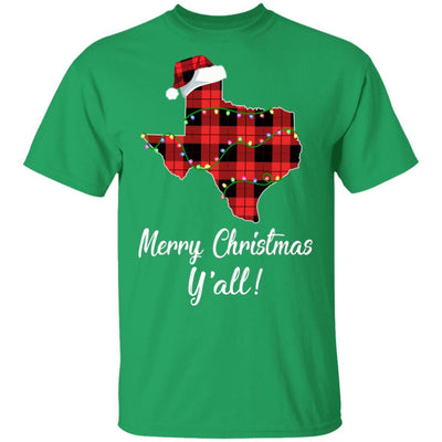Merry Christmas Y'all Texas State Red Plaid Gift-T-Shirt & Sweatshirt-Classic T-Shirt-Irish Green