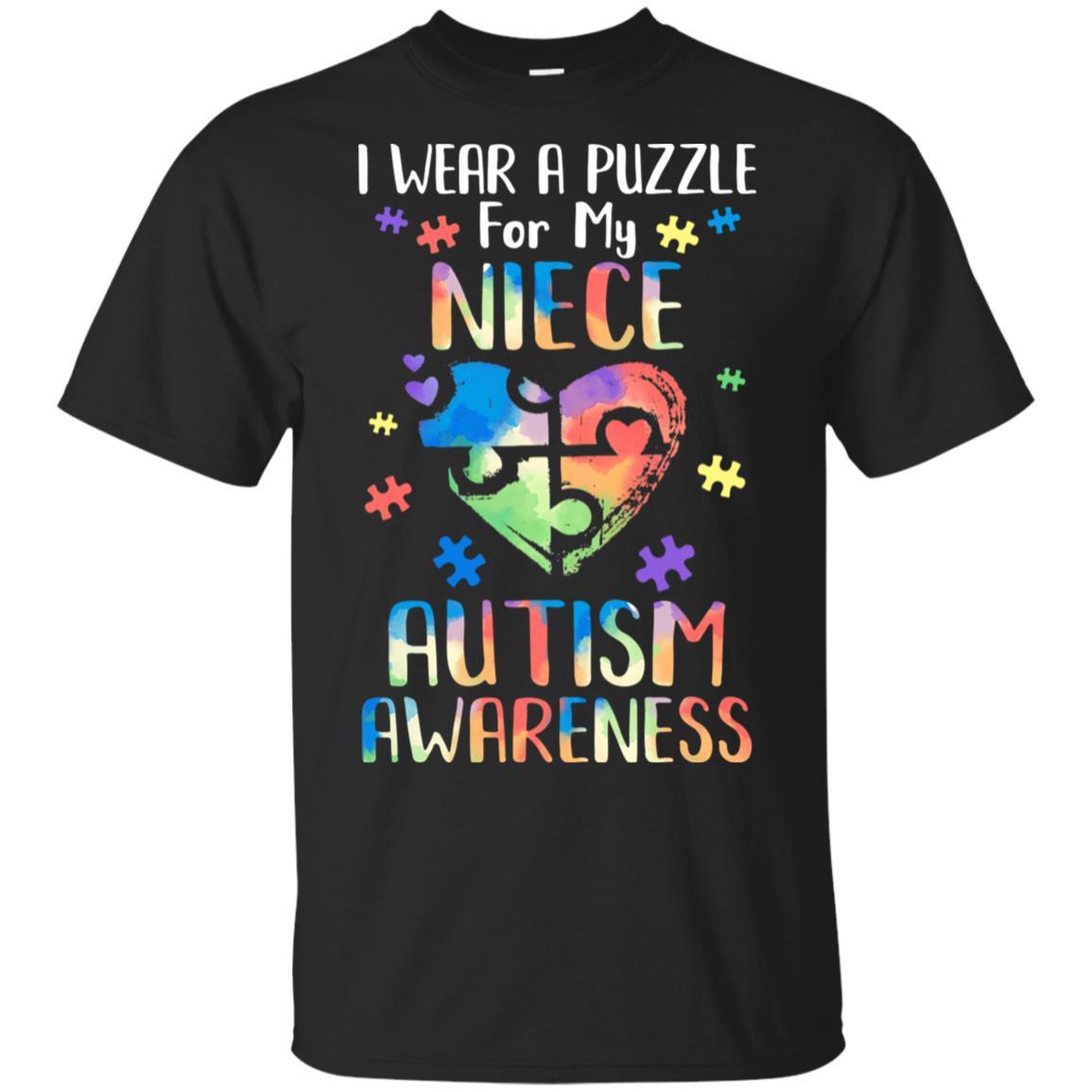 I Wear A Puzzle For My Niece Autism Awareness-T-Shirt & Hoodie-Classic T-Shirt-Black