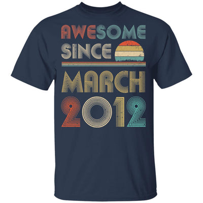 Awesome Since March 2012 Vintage 9th Birthday Gifts Youth-Youth Shirt-Youth T-Shirt-Navy
