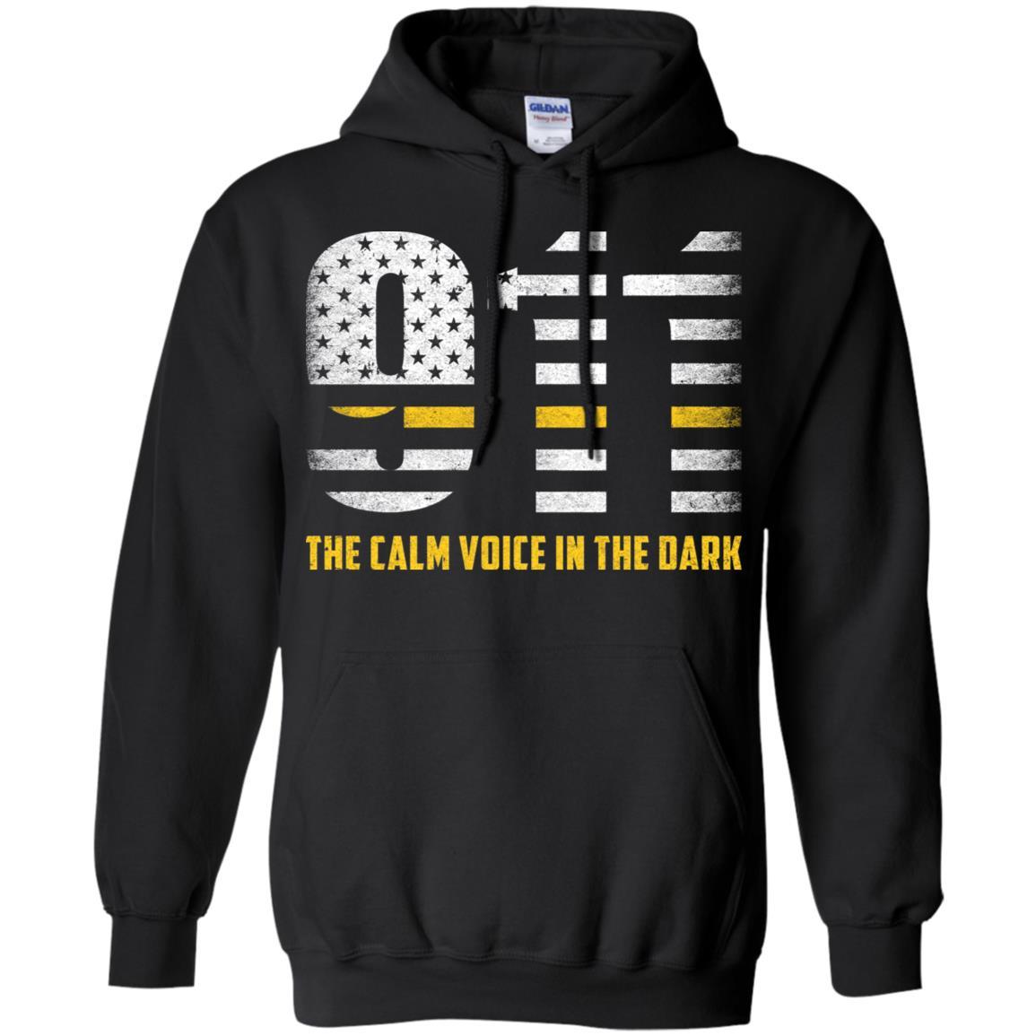 Dispatcher Thin Gold Line 911 American USA Flag-T-Shirt & Hoodie-Pullover Hoodie-Black
