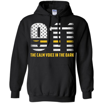 Dispatcher Thin Gold Line 911 American USA Flag-T-Shirt & Hoodie-Pullover Hoodie-Black