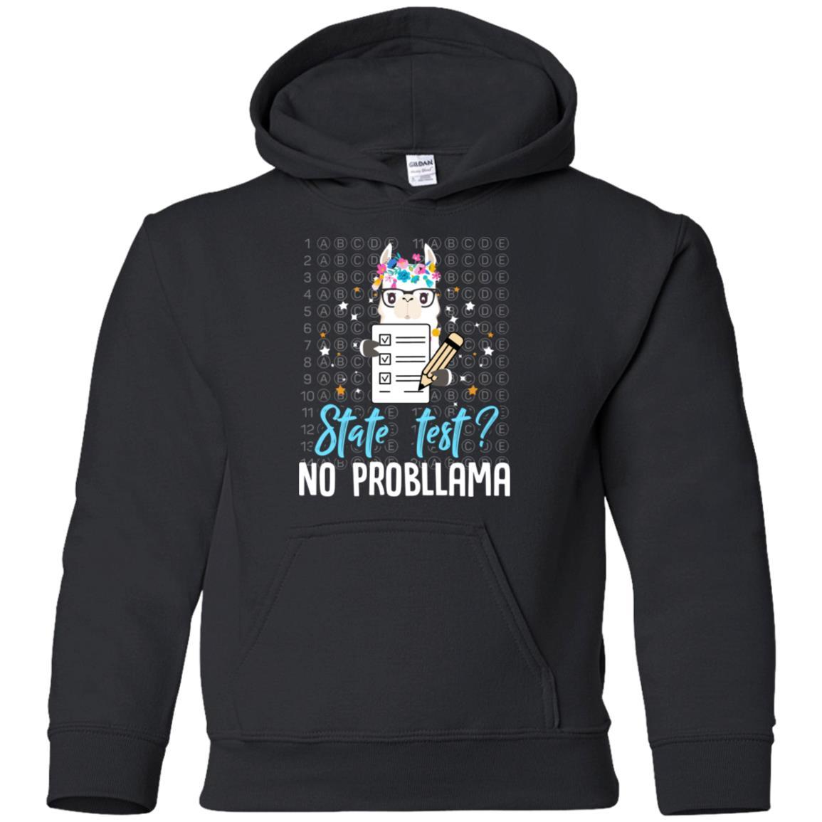 Llama Funny Motivational State Test Day For Students Youth-Youth Shirt-Youth Pullover Hoodie-Black
