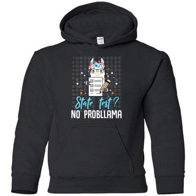 Llama Funny Motivational State Test Day For Students Youth-Youth Shirt-Youth Pullover Hoodie-Black