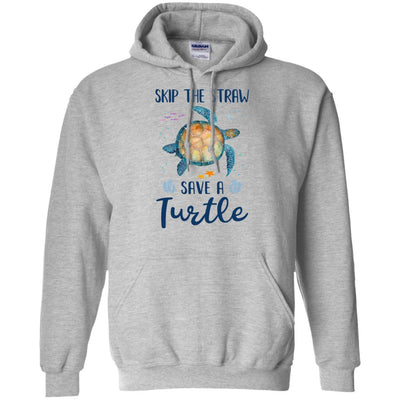 Skip A Straw Save A Turtle Save Turtles-T-Shirt & Hoodie-Pullover Hoodie-Sport Grey