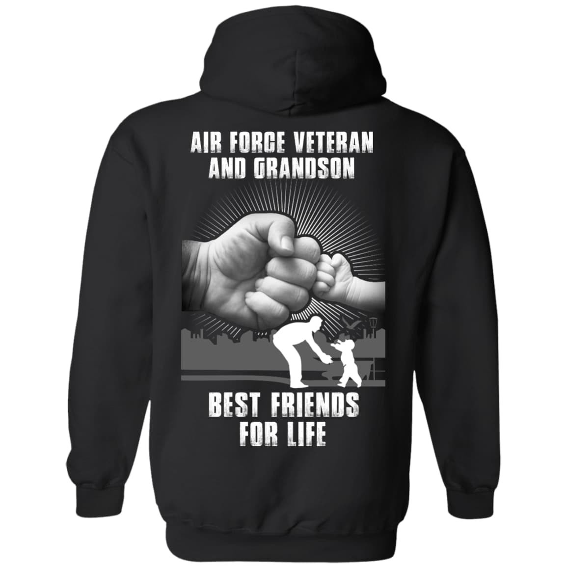 Air Force Veteran And Grandson Best Friends For Life-T-Shirt & Hoodie-Pullover Hoodie-Black