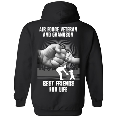 Air Force Veteran And Grandson Best Friends For Life-T-Shirt & Hoodie-Pullover Hoodie-Black
