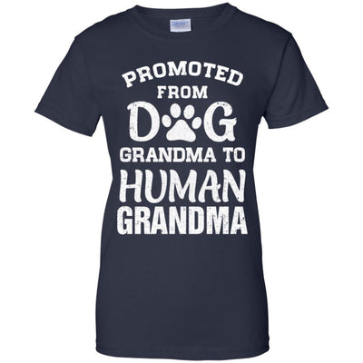 Promoted From Dog Grandma To Human Grandma Gifts-T-Shirt & Hoodie-Women's T-Shirt-Navy