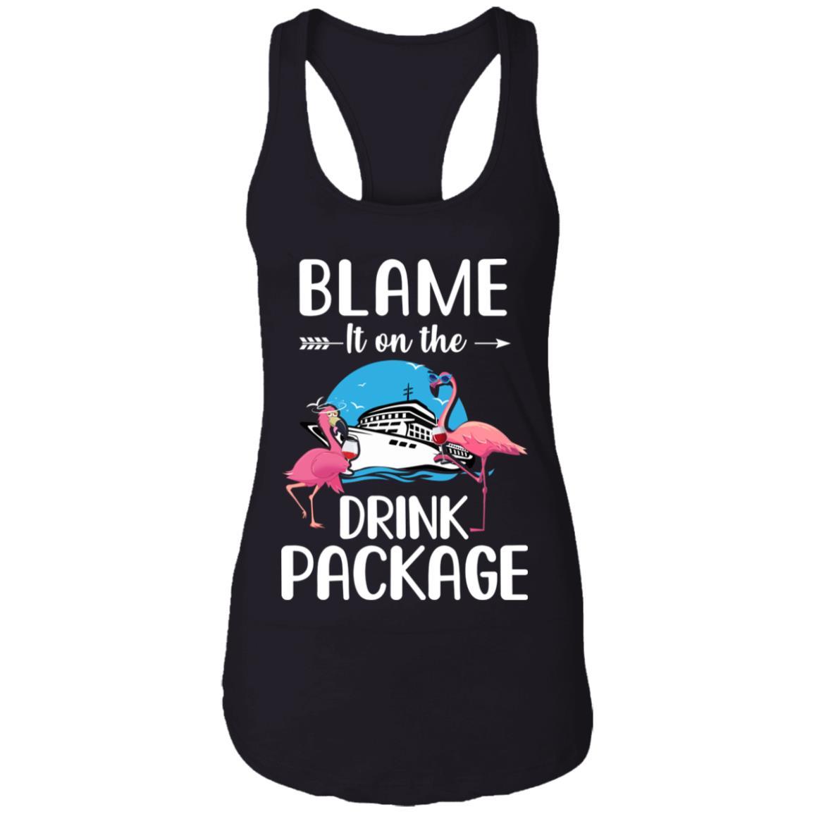 Flamingo Blame It On The Drink Package Cruising Cruiser-T-Shirt & Tank Top-Women's Ideal Racerback Tank-Black