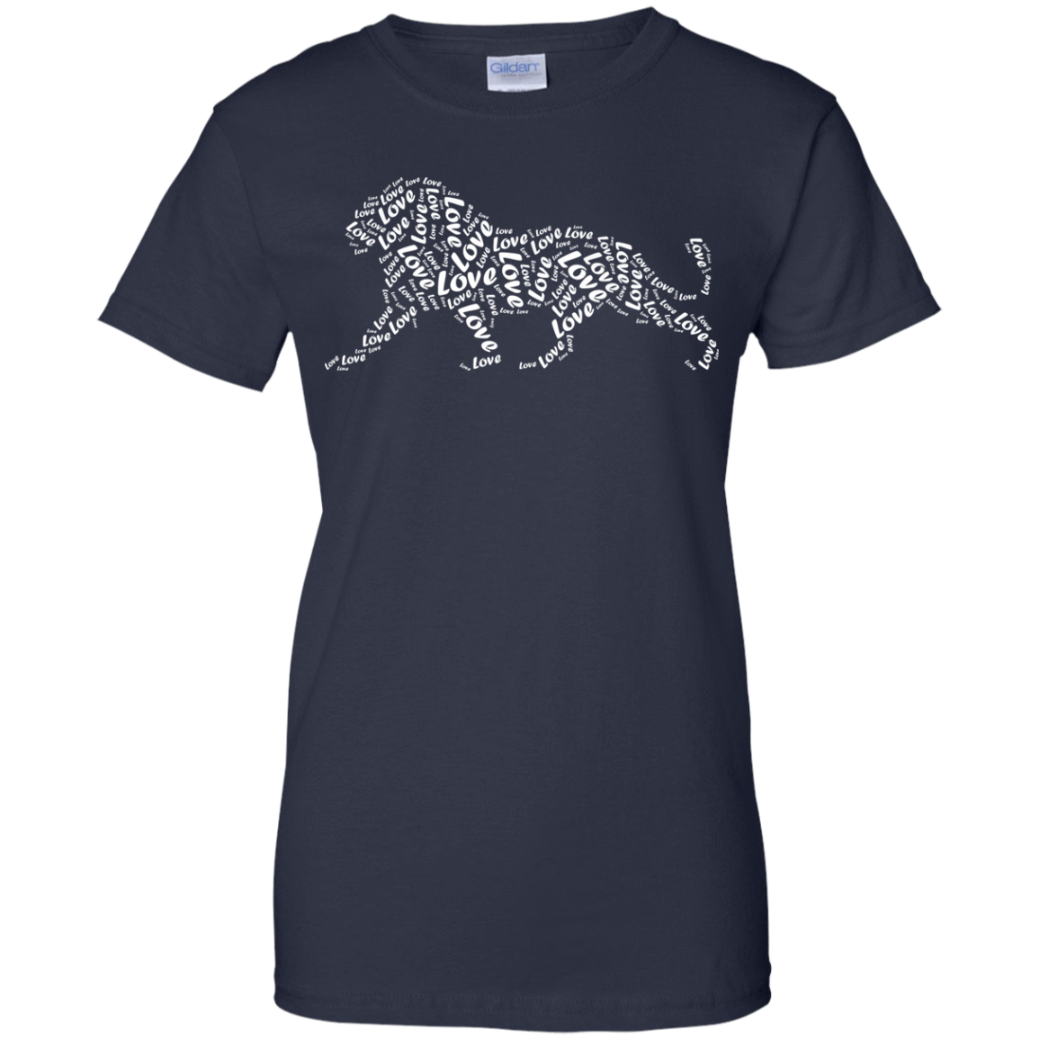 I Love Lion T-Shirt Word Graphic Tee-T-Shirt & Hoodie-Women's T-Shirt-Navy
