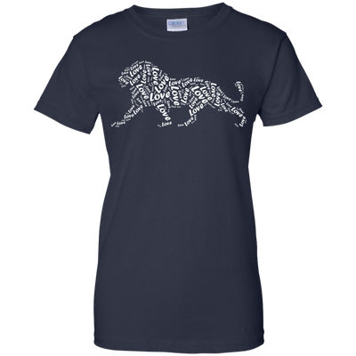 I Love Lion T-Shirt Word Graphic Tee-T-Shirt & Hoodie-Women's T-Shirt-Navy