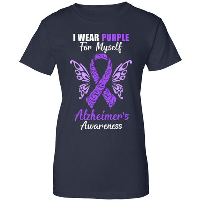 I Wear Purple For Myself Alzheimer's Awareness Gift-T-Shirt & Hoodie-Women's T-Shirt-Navy