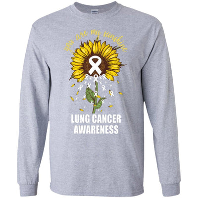 You Are My Sunshine Lung Cancer Awareness-T-Shirt & Hoodie-Long Sleeve T-Shirt-Sport Grey