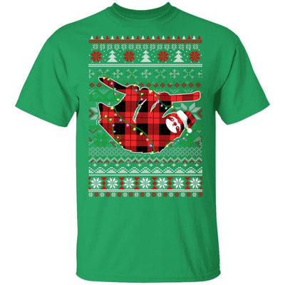Red Plaid Buffalo Sloth Pajamas Family Christmas Sweater-T-Shirt & Sweatshirt-Classic T-Shirt-Irish Green