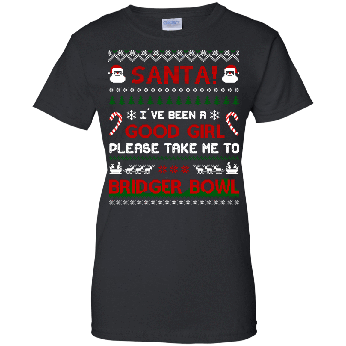 Santa I've Been A Good Girl Please Take Me To Bridger Bowl-T-Shirt & Hoodie-Women's T-Shirt-Black