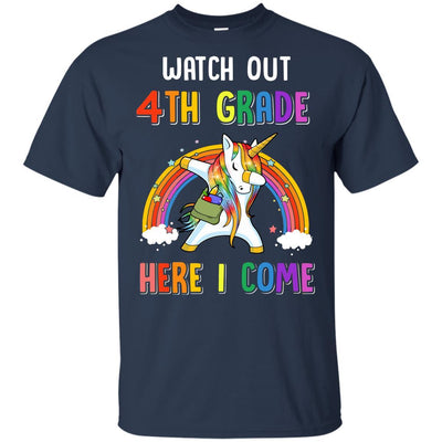 4th Grade Here I Come Unicorn Back To School Youth-Youth Shirt-Youth T-Shirt-Navy