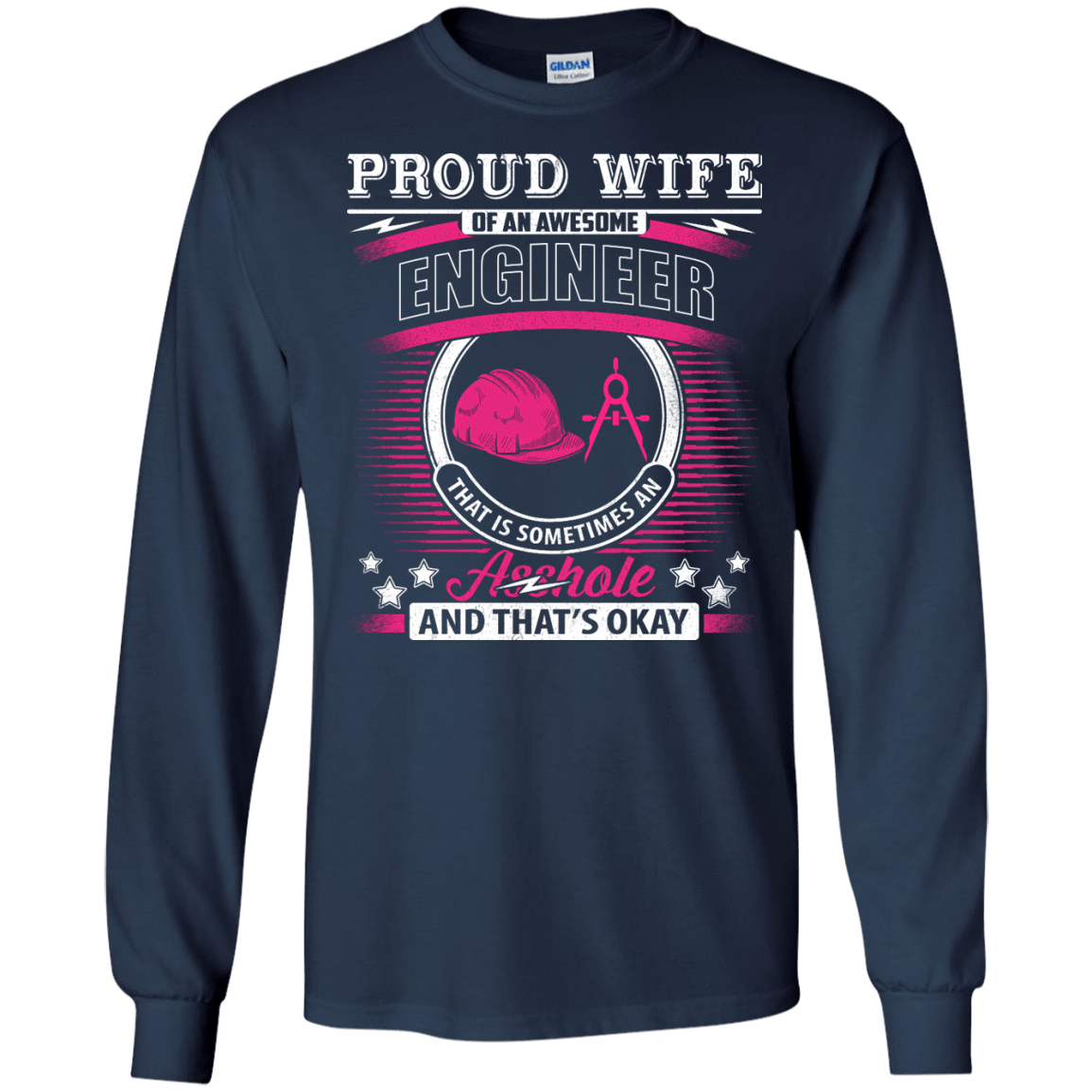 Proud Wife Of An Awesome Engineer-T-Shirt & Hoodie-Long Sleeve T-Shirt-Navy