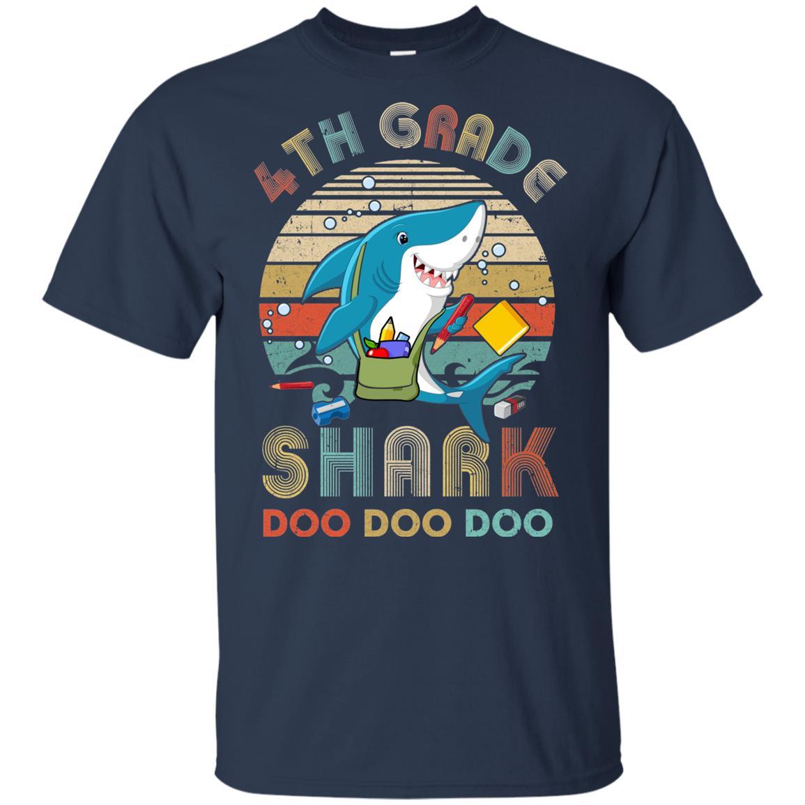 4th Grade Shark Doo Doo Doo Funny Back To School-T-Shirt & Hoodie-Youth T-Shirt-Navy