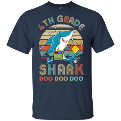 4th Grade Shark Doo Doo Doo Funny Back To School-T-Shirt & Hoodie-Youth T-Shirt-Navy