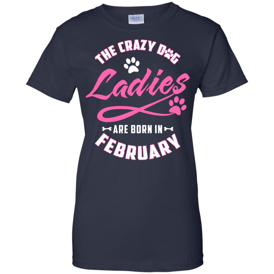The Crazy Dog Ladies Are Born In February-T-Shirt & Hoodie-Women's T-Shirt-Navy