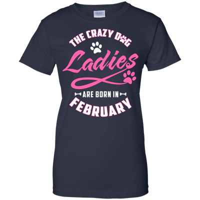 The Crazy Dog Ladies Are Born In February-T-Shirt & Hoodie-Women's T-Shirt-Navy