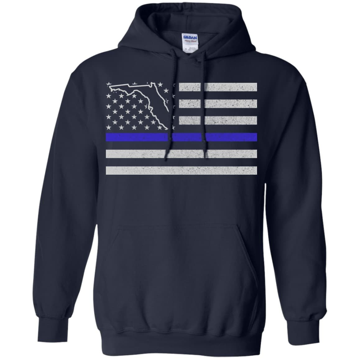 Florida Thin Blue Line Police State-T-Shirt & Hoodie-Pullover Hoodie-Navy