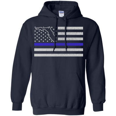 Florida Thin Blue Line Police State-T-Shirt & Hoodie-Pullover Hoodie-Navy