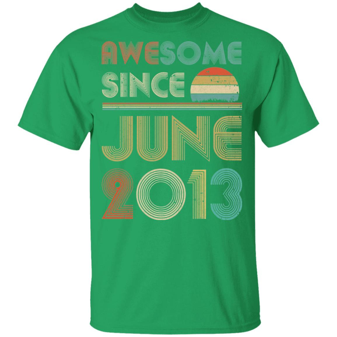 Awesome Since June 2013 Vintage 8th Birthday Gifts Youth-Youth Shirt-Youth T-Shirt-Irish Green