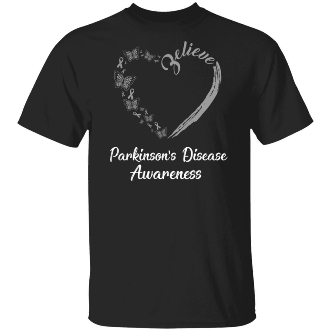 Butterfly Believe Parkinson's Disease Awareness Ribbon Gifts-T-Shirt & Hoodie-Classic T-Shirt-Black