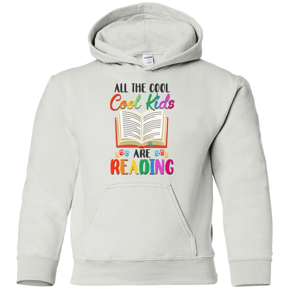 All The Cool Kids Are Reading Book Lover Gifts Youth-Youth Shirt-Youth Pullover Hoodie-White