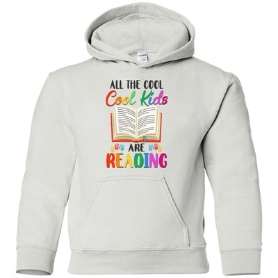 All The Cool Kids Are Reading Book Lover Gifts Youth-Youth Shirt-Youth Pullover Hoodie-White