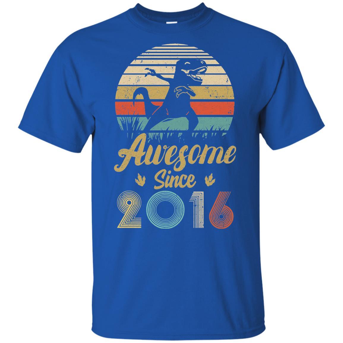 Awesome Since 2016 5th Years Old Dinosaur Birthday Gift Youth-Youth Shirt-Youth T-Shirt-Royal