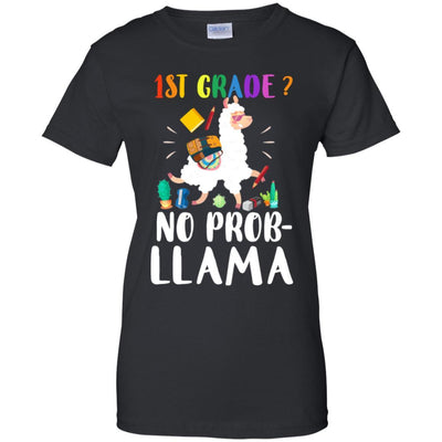 1st Grade No Prob Llama Funny First Day Of School-T-Shirt & Hoodie-Women's T-Shirt-Black