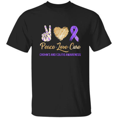 Peace Love Cure Crohn's And Colitis Awareness-T-Shirt & Hoodie-Classic T-Shirt-Black