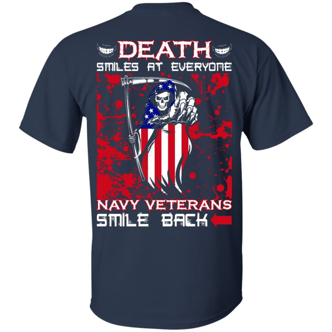 Death Smiles At Everyone Navy Veterans Smile Back-T-Shirt & Hoodie-Classic T-Shirt-Navy