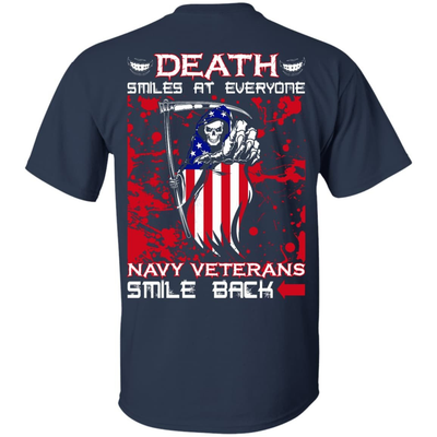 Death Smiles At Everyone Navy Veterans Smile Back-T-Shirt & Hoodie-Classic T-Shirt-Navy