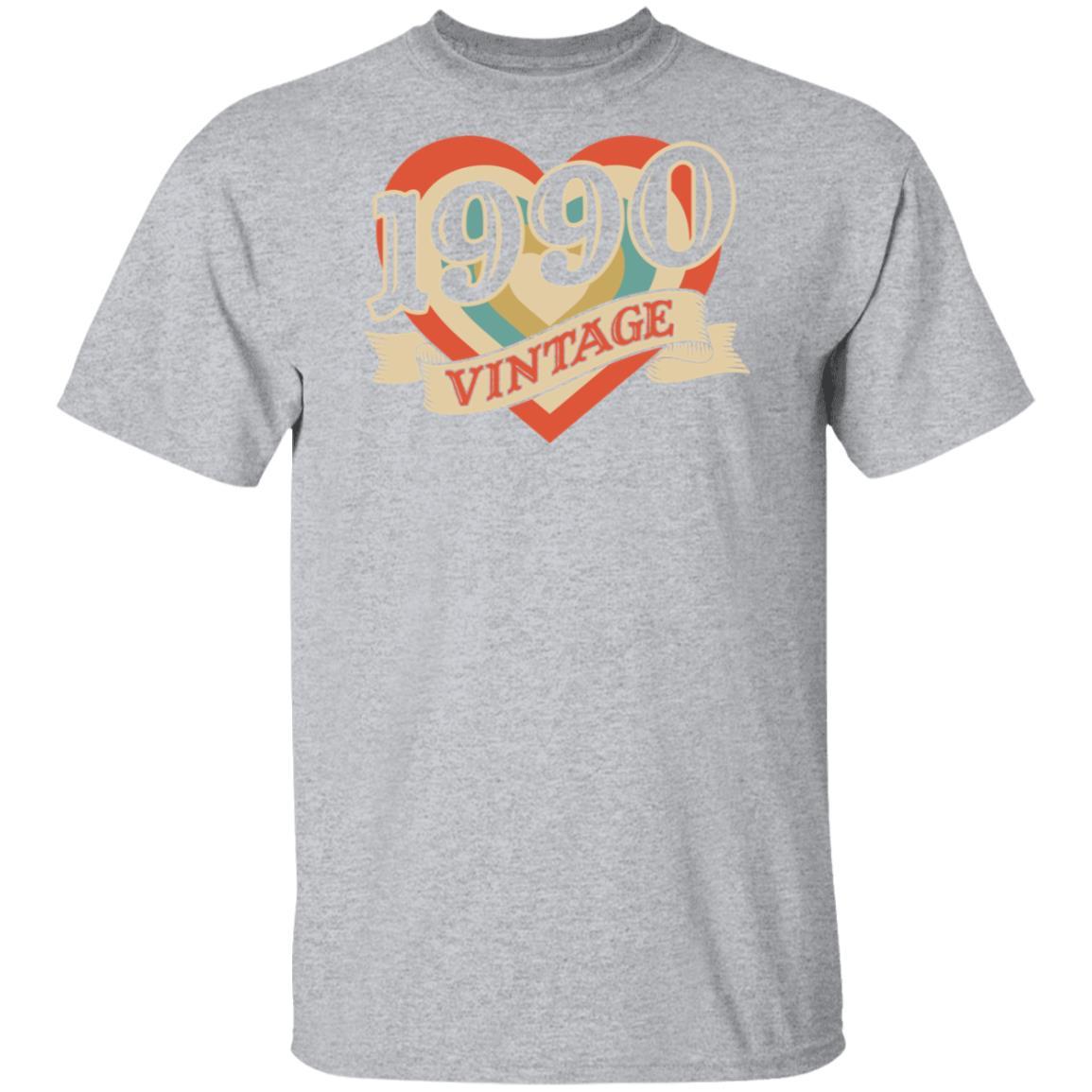 31th Birthday Gifts Classic Retro Heart Vintage 1990-T-Shirt & Tank Top-Classic T-Shirt-Sport Grey