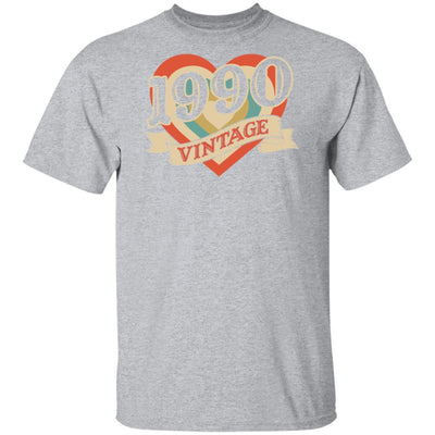 31th Birthday Gifts Classic Retro Heart Vintage 1990-T-Shirt & Tank Top-Classic T-Shirt-Sport Grey