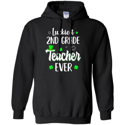 Luckiest 2nd Grade Teacher Ever Irish St Patricks Day-T-Shirt & Hoodie-Pullover Hoodie-Black