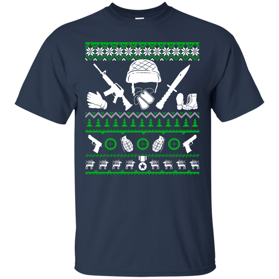 Veteran Christmas Sweater-T-Shirt & Hoodie-Classic T-Shirt-Navy