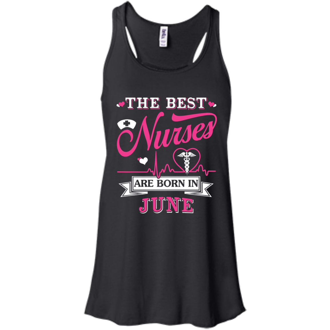 The Best Nurses Are Born In June-T-Shirt & Hoodie-Women's Flowy Racerback Tank-Black