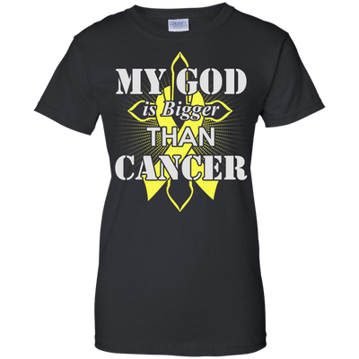 My God Is Bigger Than Cancer Yellow Awareness Ribbon-T-Shirt & Hoodie-Women's T-Shirt-Black