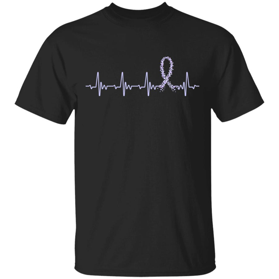 Stomach Cancer Awareness Periwinkle Ribbon Heartbeat-T-Shirt & Hoodie-Classic T-Shirt-Black