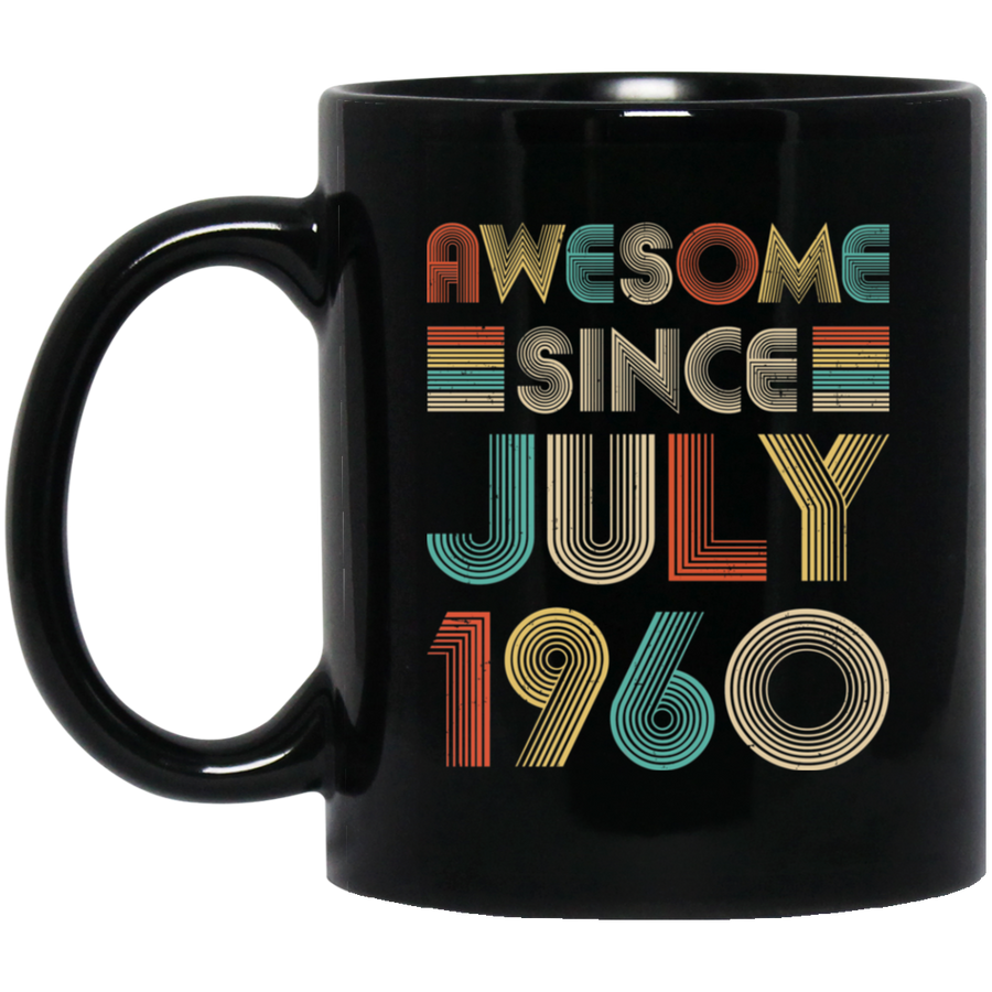 Awesome Since July 1960 Vintage 61th Birthday Gifts Mug-Coffee Mug-BM11OZ 11 oz. Black Mug-Black