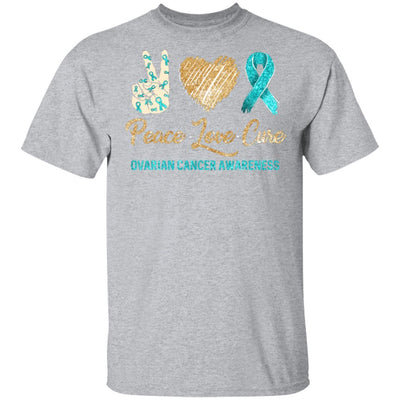 Peace Love Cure Ovarian Cancer Awareness-T-Shirt & Hoodie-Classic T-Shirt-Sport Grey