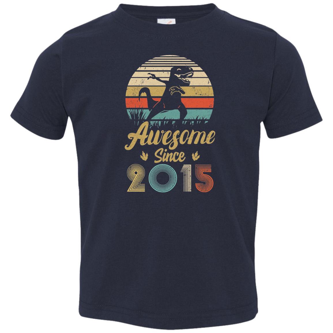 Awesome Since 2015 6th Years Old Dinosaur Birthday Gift Youth-Youth Shirt-Toddler T-Shirt-Navy