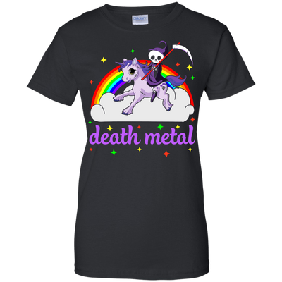 Rainbow Death Metal Rocker Unicorn-T-Shirt & Hoodie-Women's T-Shirt-Black