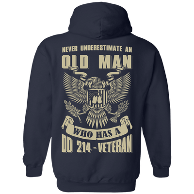 Never Underestimate An Old Man Who Has A DD-214 Veteran-T-Shirt & Hoodie-Pullover Hoodie-Navy