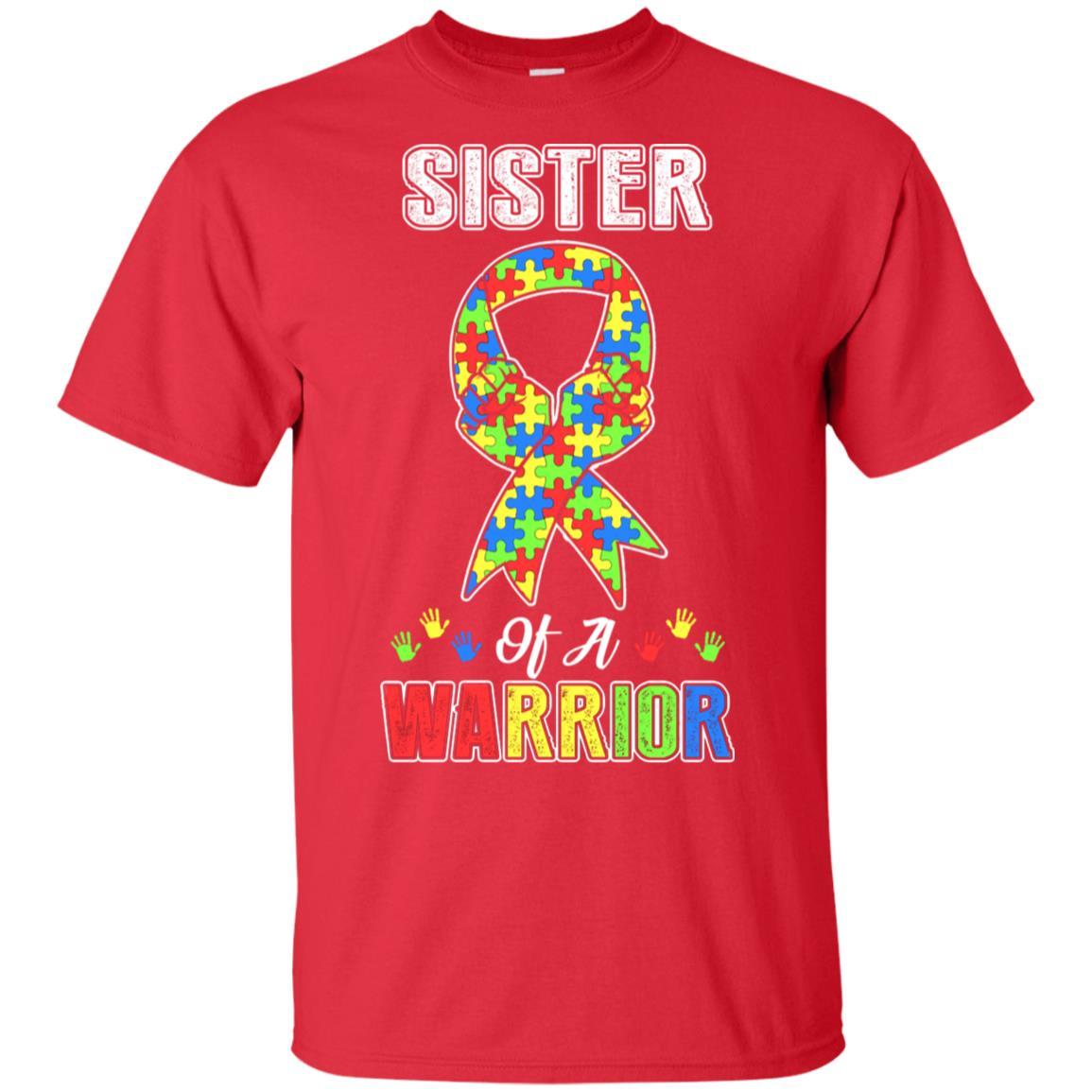 Sister Of A Warrior Support Autism Awareness Gift-T-Shirt & Hoodie-Classic T-Shirt-Red